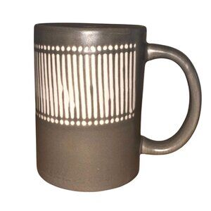 Stoneware Coffee Mug 12 Oz Gray With White Stripe Pattern By DesignPac